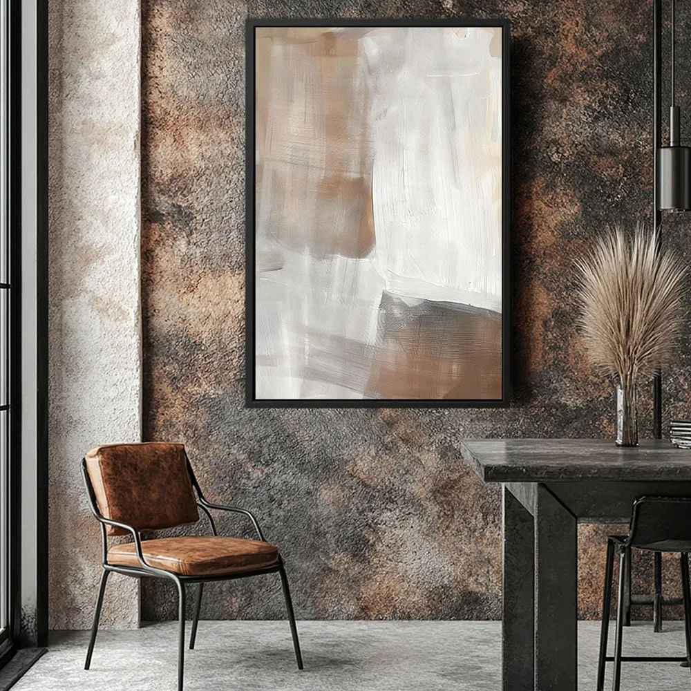 Canvas Wall Art Stretched Over Wooden Frame with Floating Frame and Brown Shades Abstract Painting CV4130