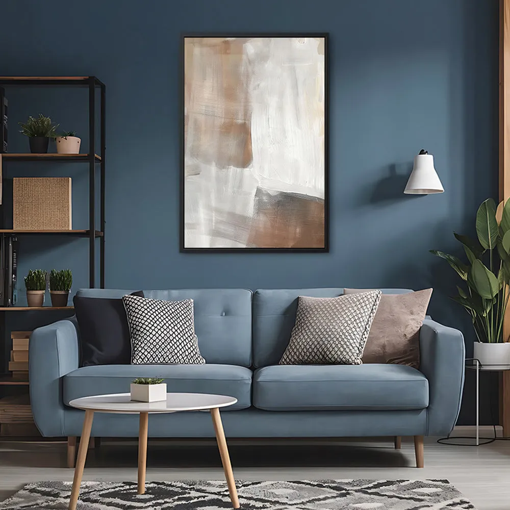 Canvas Wall Art Stretched Over Wooden Frame with Floating Frame and Brown Shades Abstract Painting CV4130