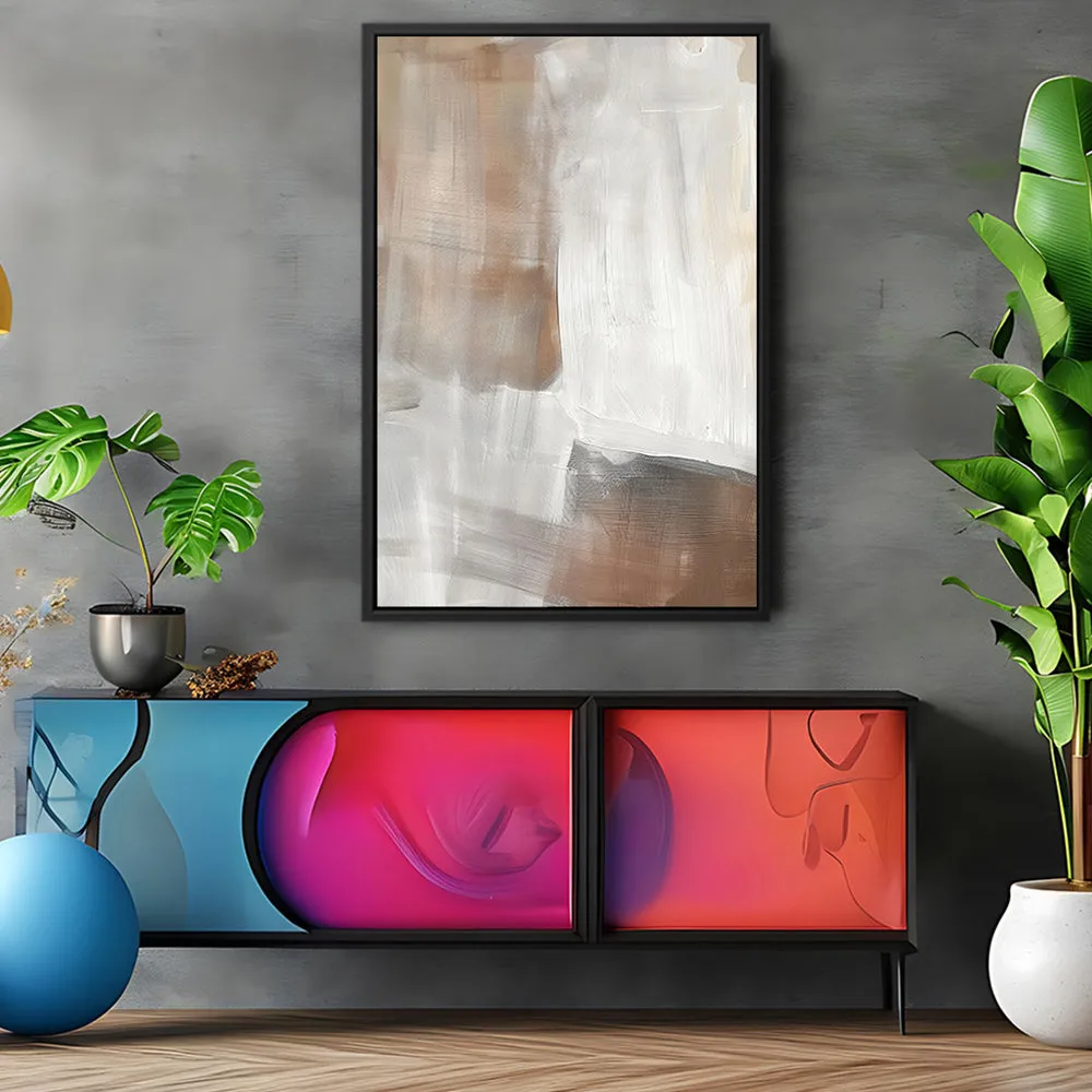 Canvas Wall Art Stretched Over Wooden Frame with Floating Frame and Brown Shades Abstract Painting CV4130