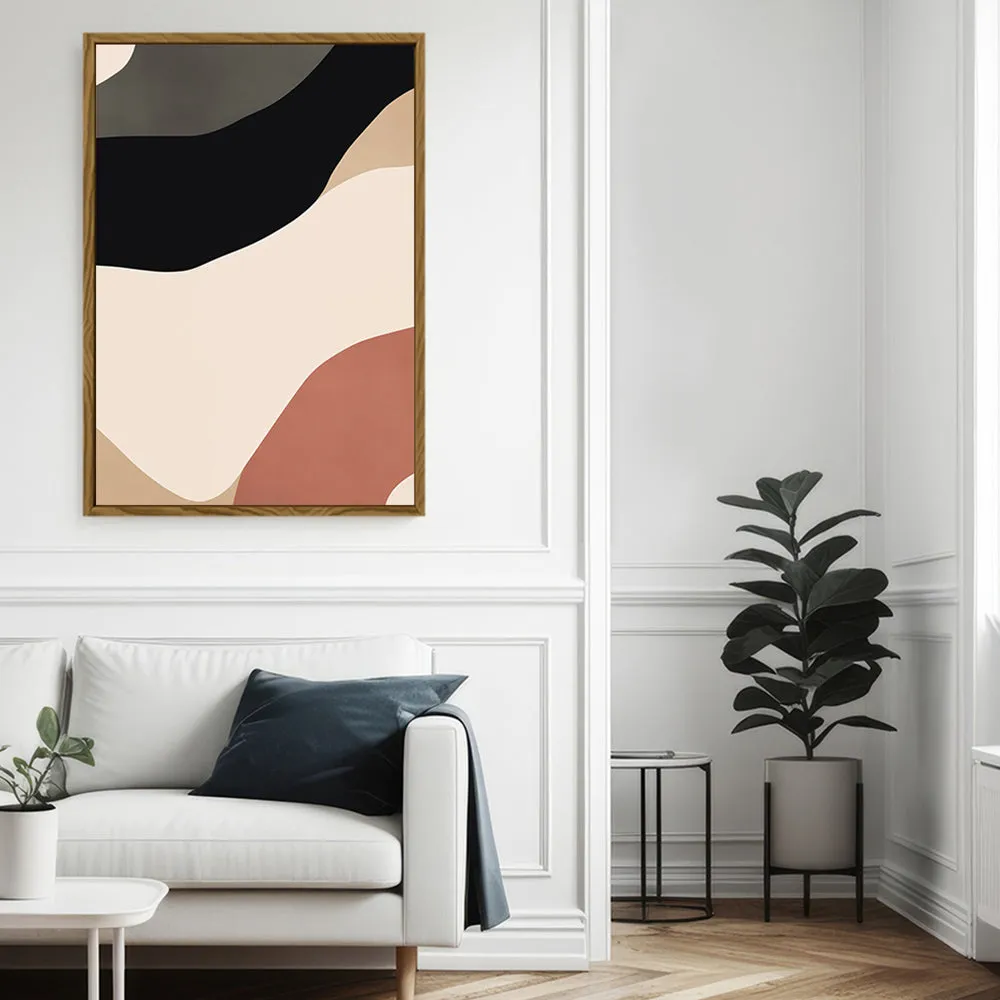 Canvas Wall Art Stretched Over Wooden Frame with Floating Frame and Brown Shades Abstract Painting CV4131