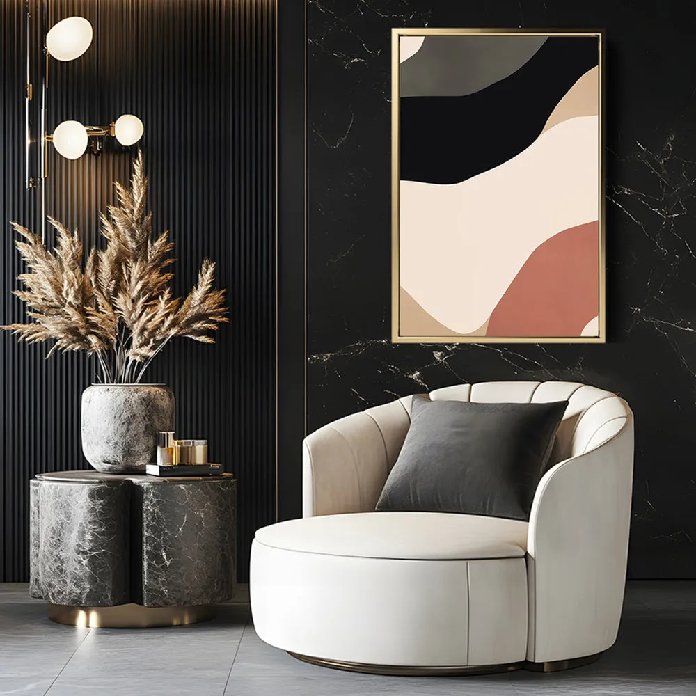 Canvas Wall Art Stretched Over Wooden Frame with Floating Frame and Brown Shades Abstract Painting CV4131