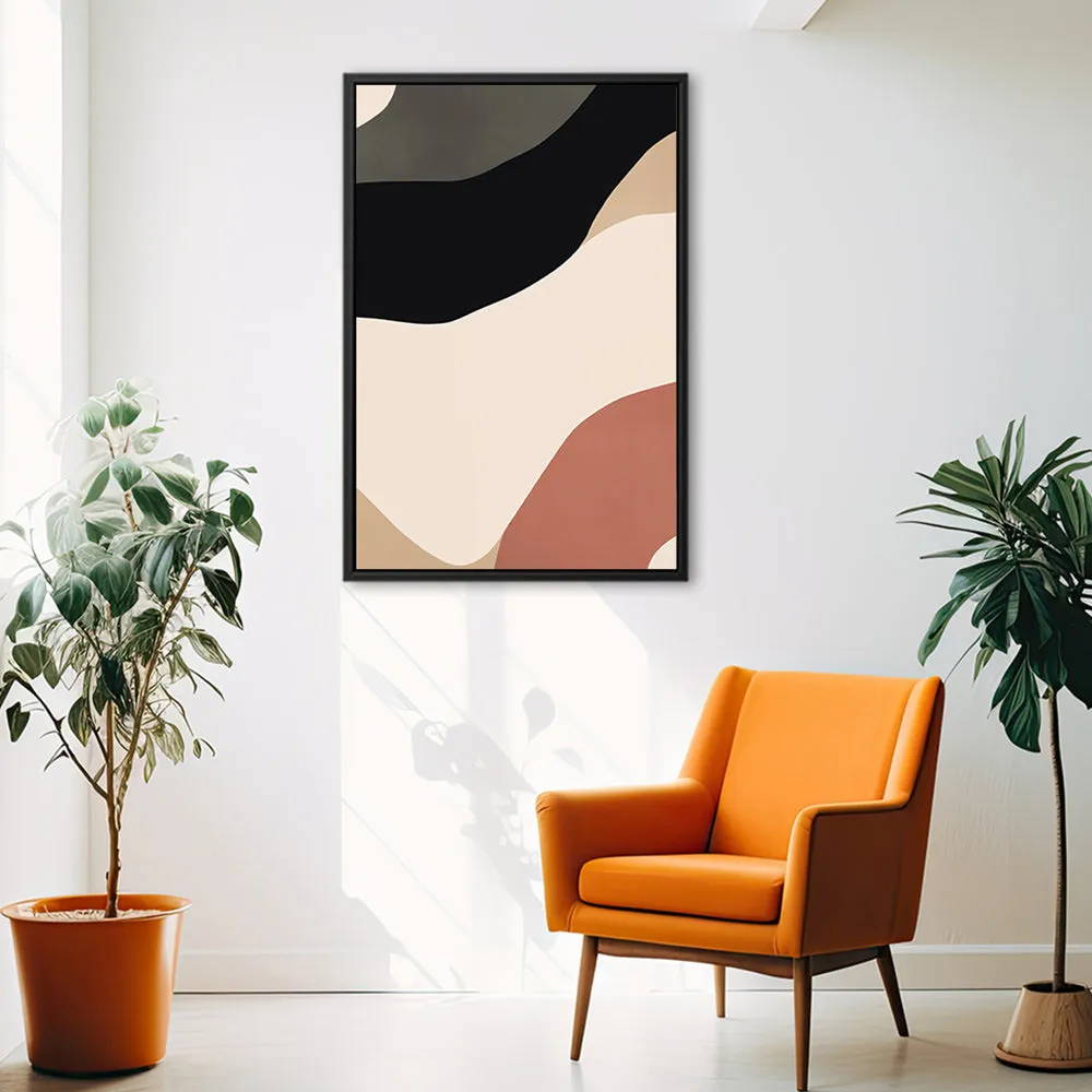 Canvas Wall Art Stretched Over Wooden Frame with Floating Frame and Brown Shades Abstract Painting CV4131