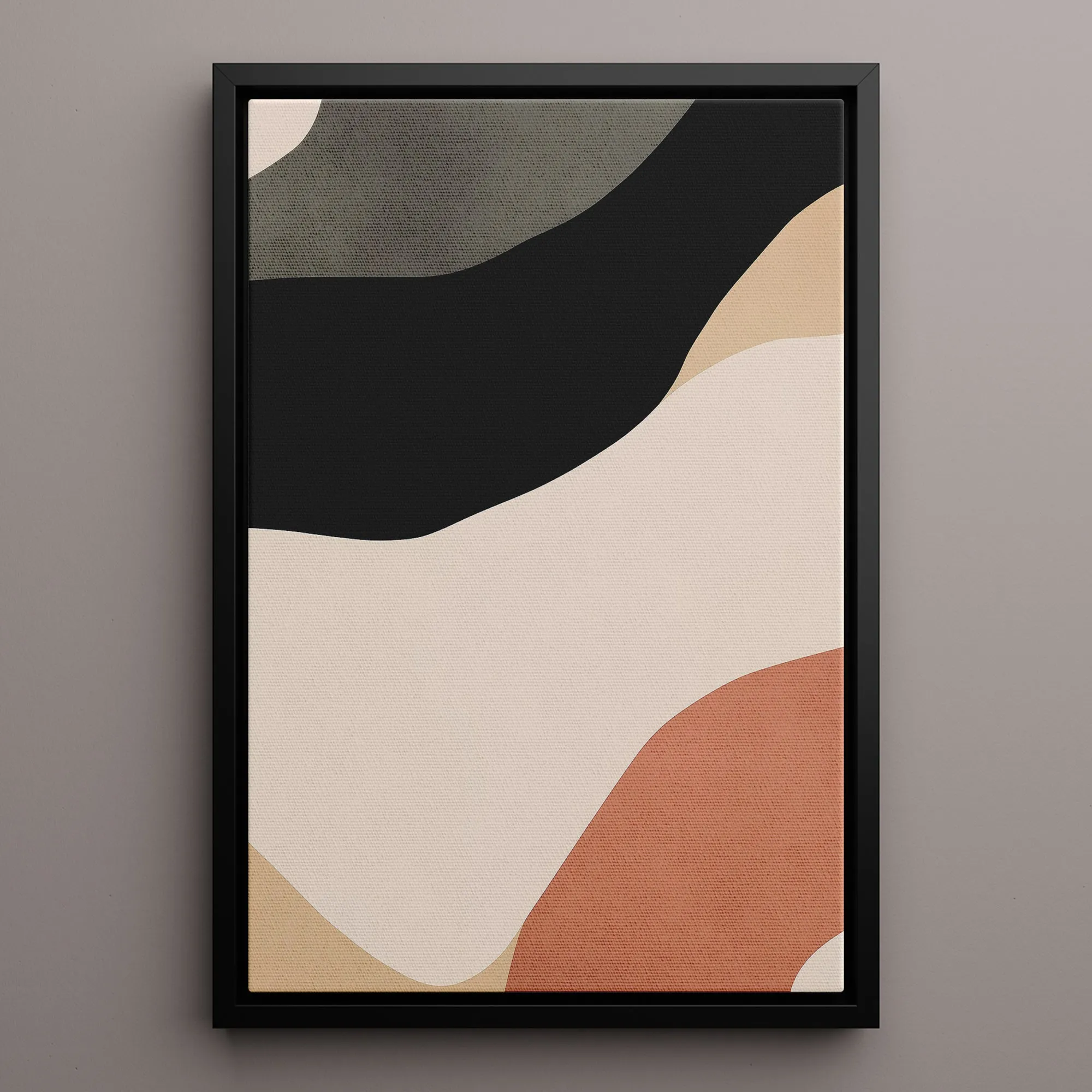 Canvas Wall Art Stretched Over Wooden Frame with Floating Frame and Brown Shades Abstract Painting CV4131