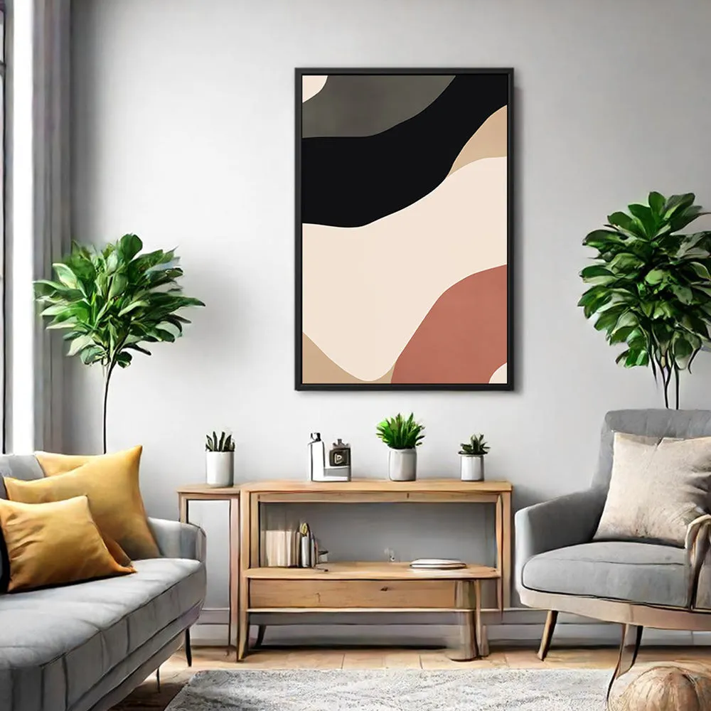 Canvas Wall Art Stretched Over Wooden Frame with Floating Frame and Brown Shades Abstract Painting CV4131