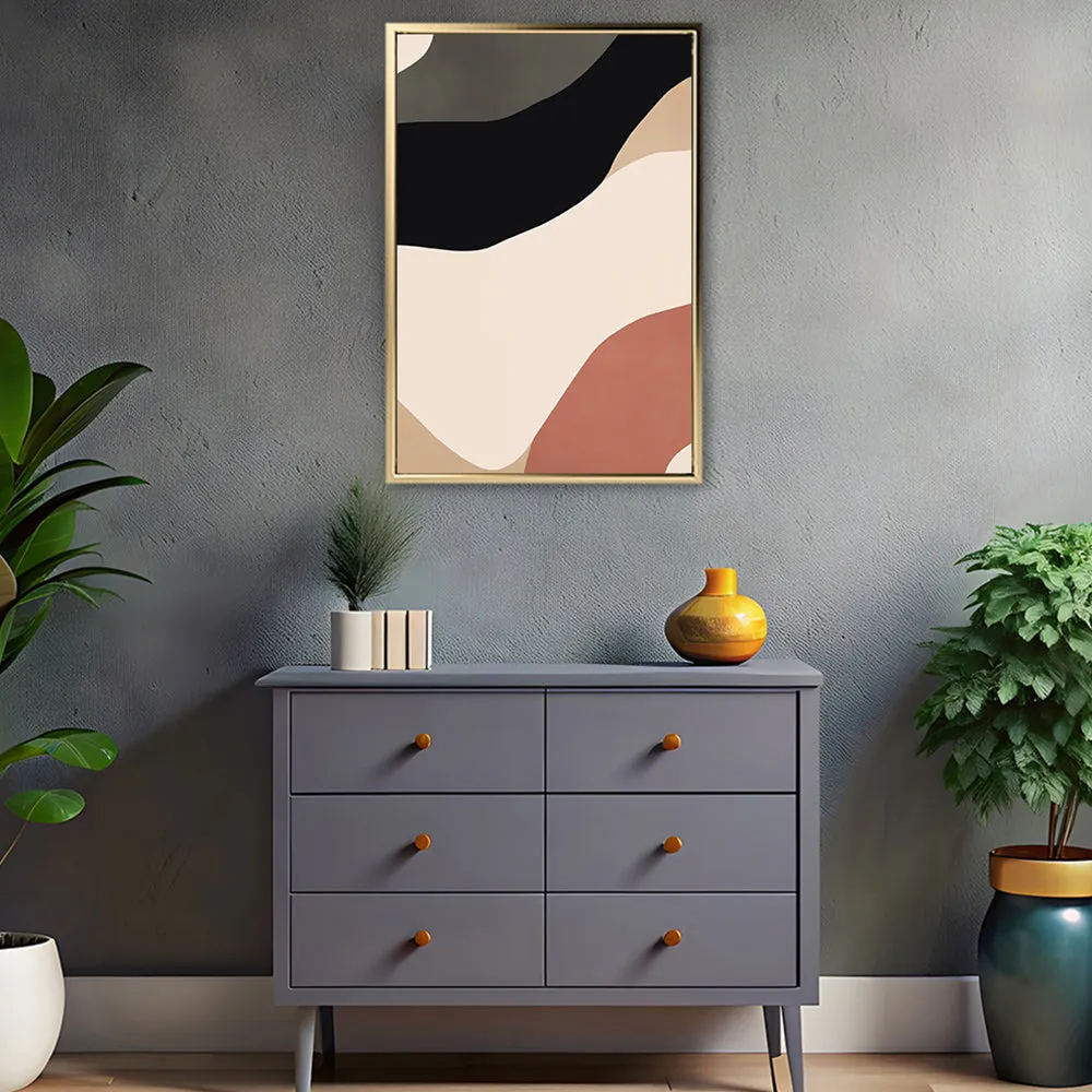 Canvas Wall Art Stretched Over Wooden Frame with Floating Frame and Brown Shades Abstract Painting CV4131