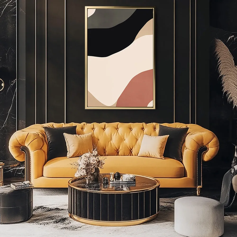 Canvas Wall Art Stretched Over Wooden Frame with Floating Frame and Brown Shades Abstract Painting CV4131