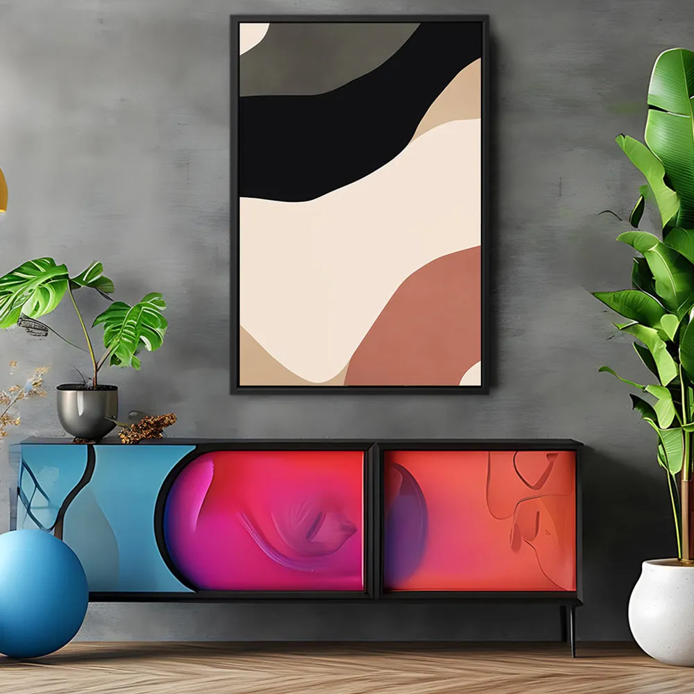 Canvas Wall Art Stretched Over Wooden Frame with Floating Frame and Brown Shades Abstract Painting CV4131