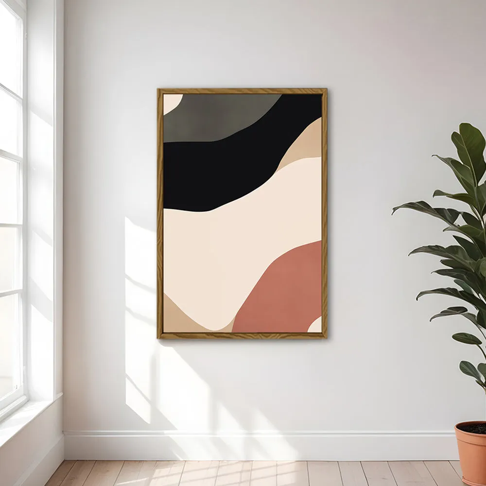 Canvas Wall Art Stretched Over Wooden Frame with Floating Frame and Brown Shades Abstract Painting CV4131
