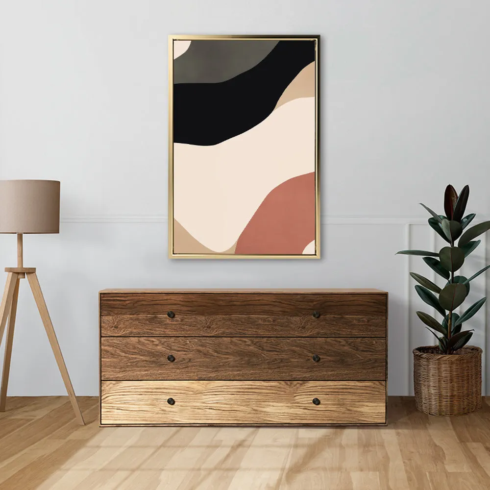 Canvas Wall Art Stretched Over Wooden Frame with Floating Frame and Brown Shades Abstract Painting CV4131