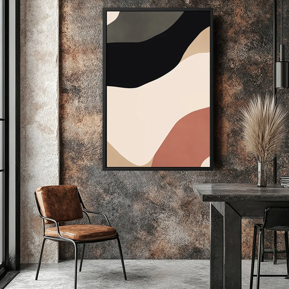 Canvas Wall Art Stretched Over Wooden Frame with Floating Frame and Brown Shades Abstract Painting CV4131