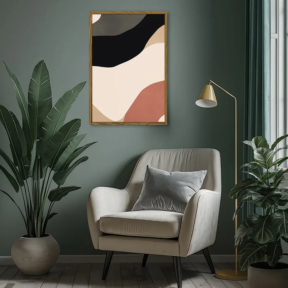Canvas Wall Art Stretched Over Wooden Frame with Floating Frame and Brown Shades Abstract Painting CV4131