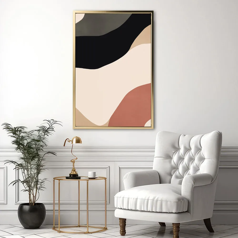 Canvas Wall Art Stretched Over Wooden Frame with Floating Frame and Brown Shades Abstract Painting CV4131