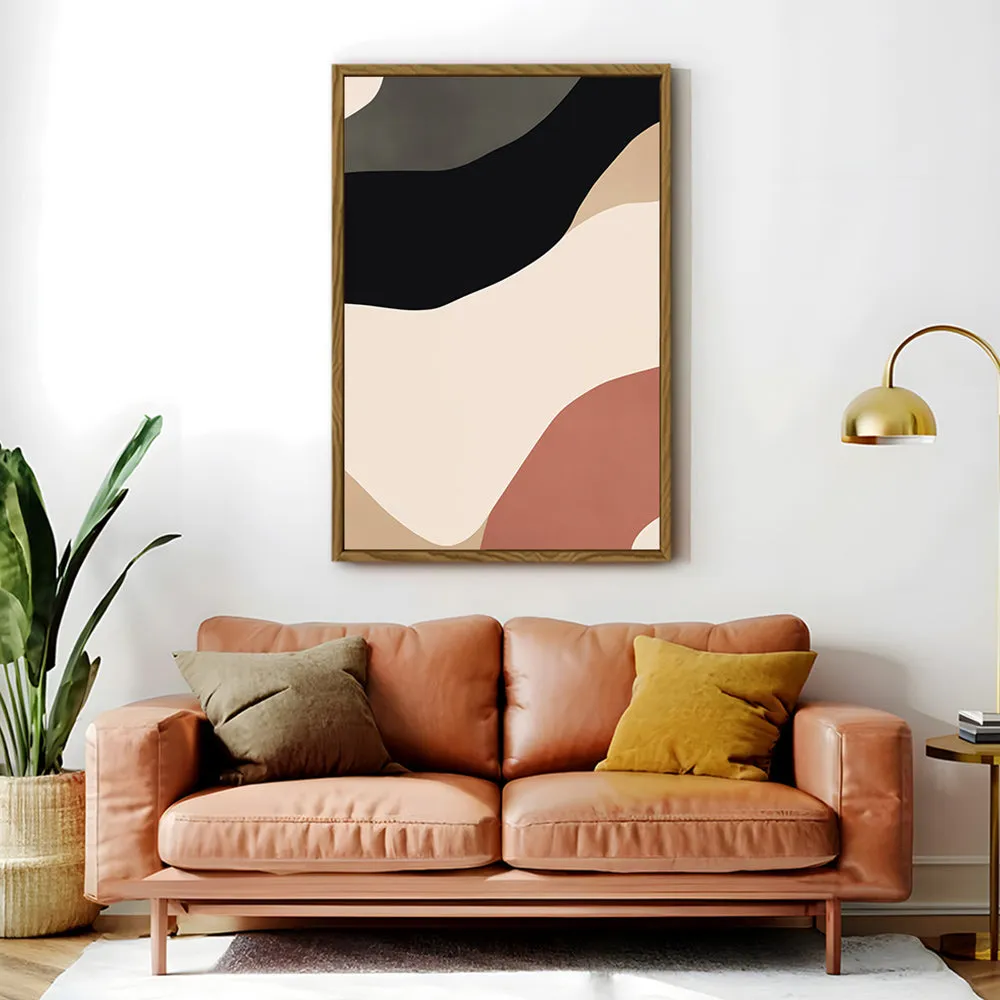 Canvas Wall Art Stretched Over Wooden Frame with Floating Frame and Brown Shades Abstract Painting CV4131