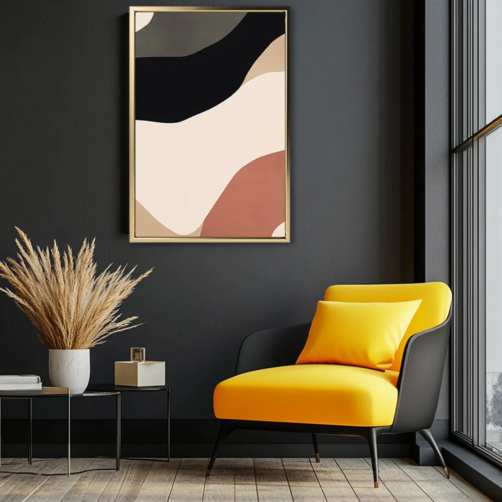 Canvas Wall Art Stretched Over Wooden Frame with Floating Frame and Brown Shades Abstract Painting CV4131