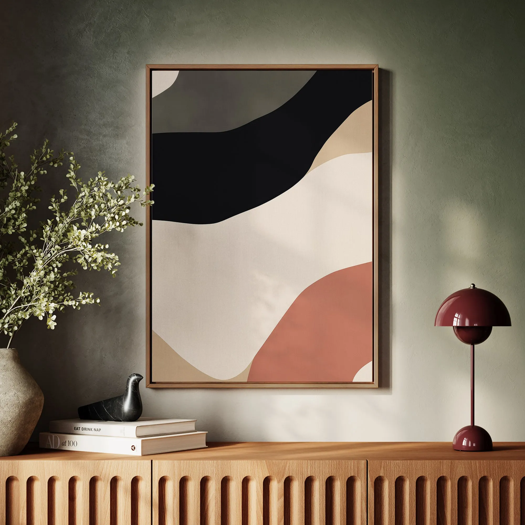 Canvas Wall Art Stretched Over Wooden Frame with Floating Frame and Brown Shades Abstract Painting CV4131