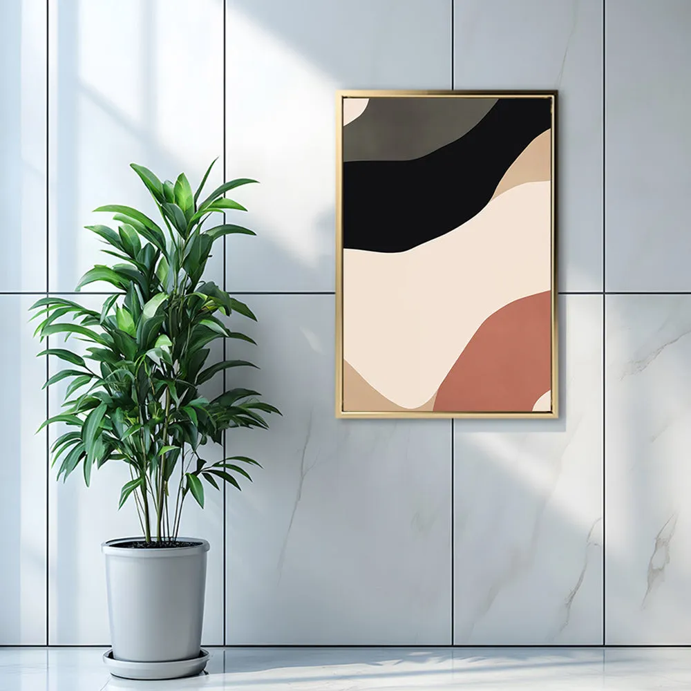 Canvas Wall Art Stretched Over Wooden Frame with Floating Frame and Brown Shades Abstract Painting CV4131