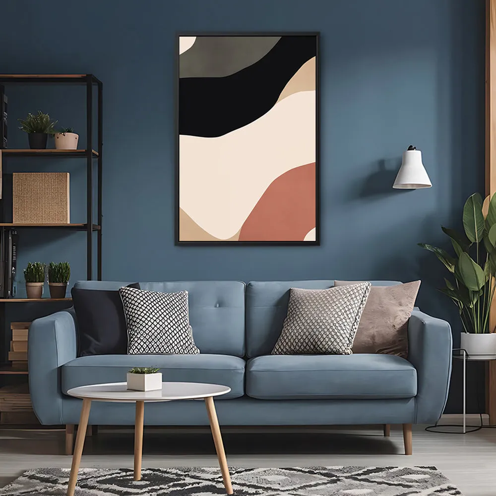Canvas Wall Art Stretched Over Wooden Frame with Floating Frame and Brown Shades Abstract Painting CV4131