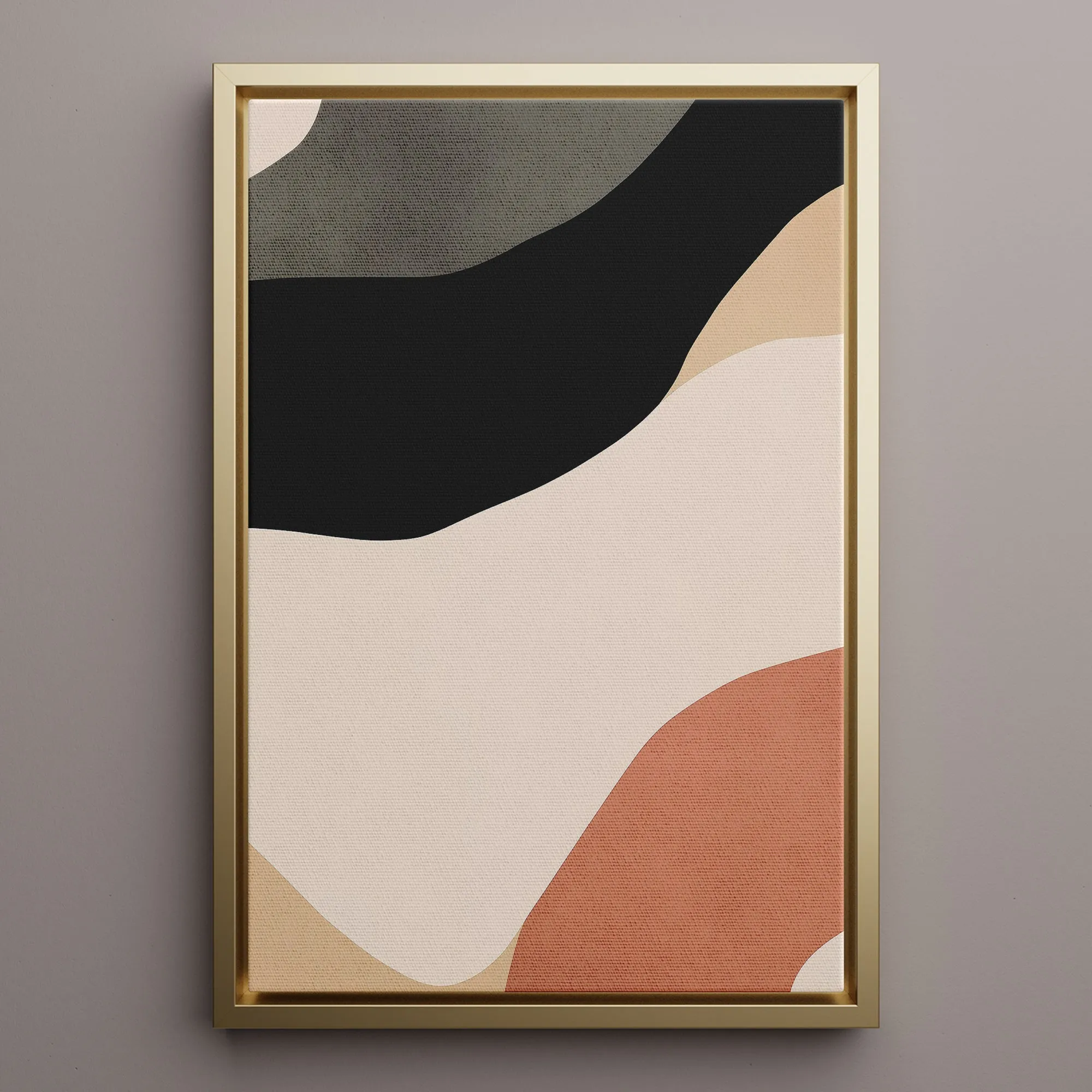 Canvas Wall Art Stretched Over Wooden Frame with Floating Frame and Brown Shades Abstract Painting CV4131