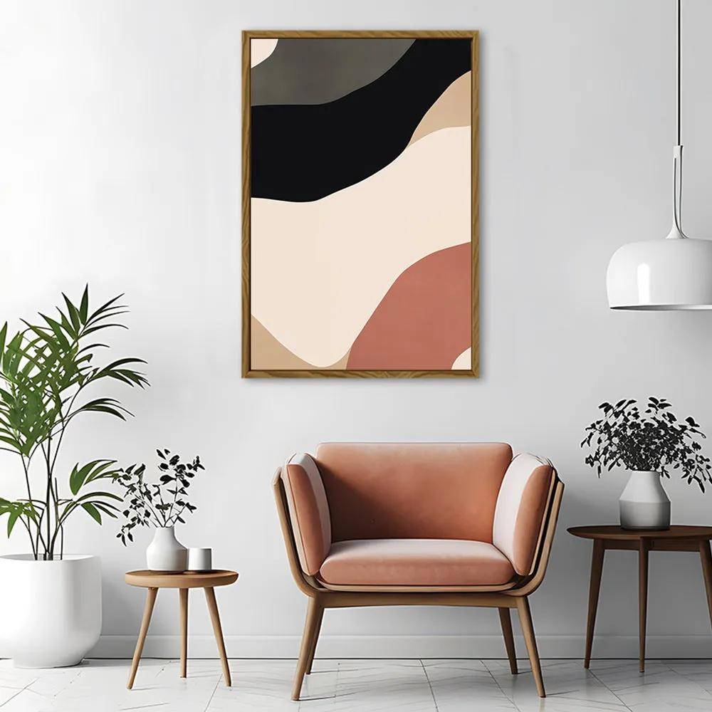 Canvas Wall Art Stretched Over Wooden Frame with Floating Frame and Brown Shades Abstract Painting CV4131