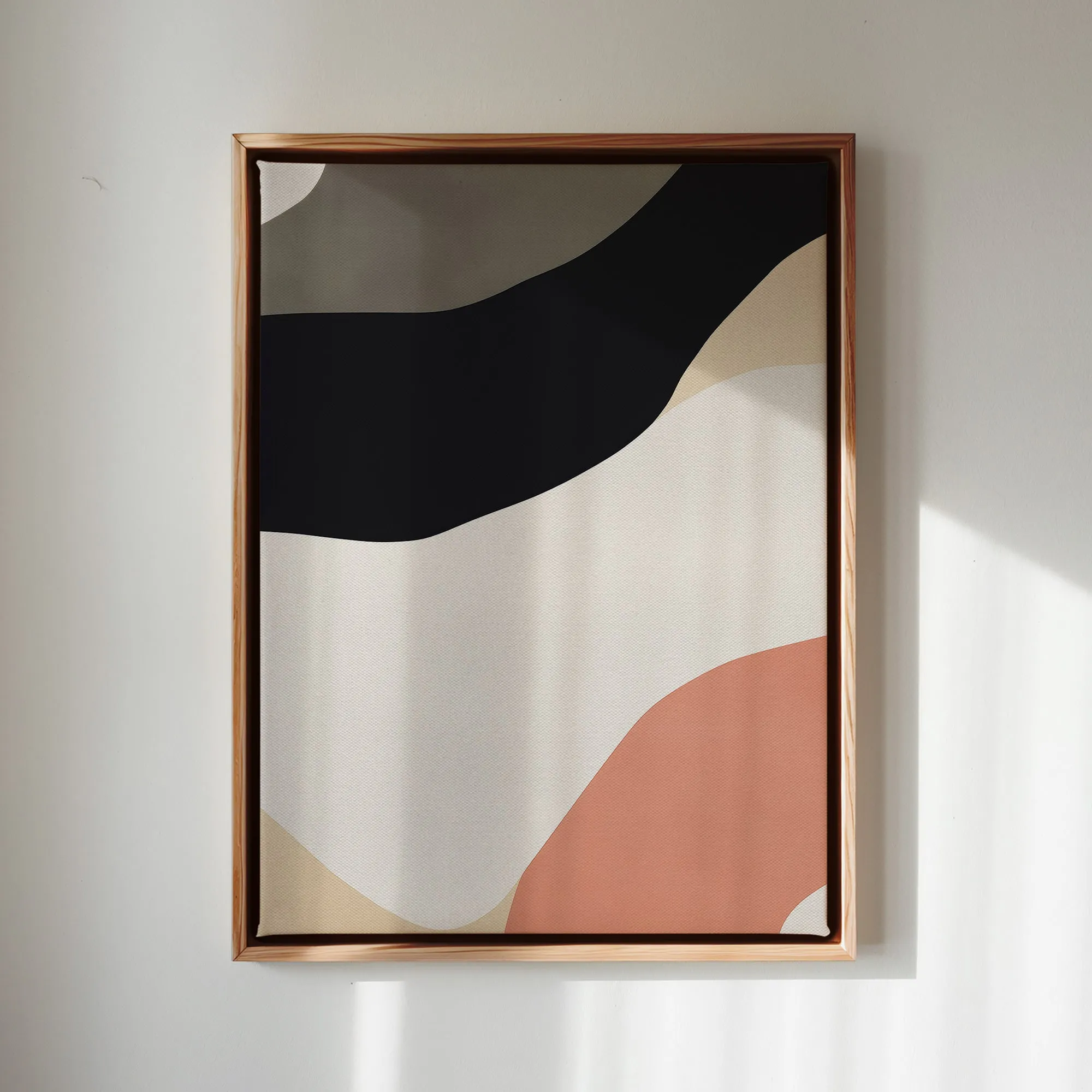 Canvas Wall Art Stretched Over Wooden Frame with Floating Frame and Brown Shades Abstract Painting CV4131