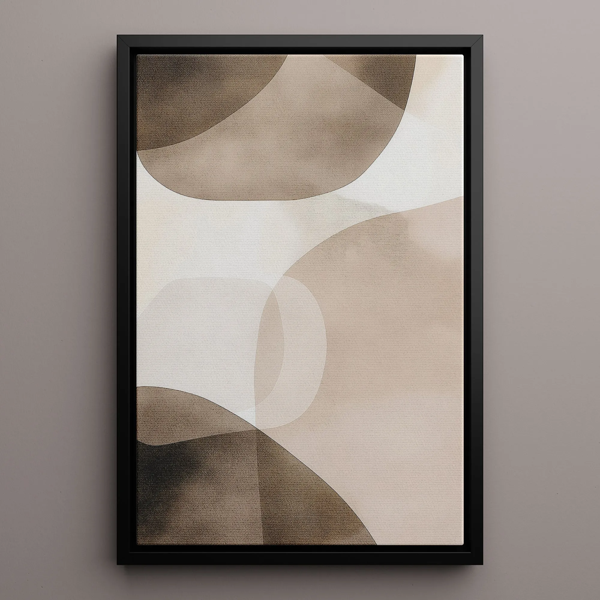 Canvas Wall Art Stretched Over Wooden Frame with Floating Frame and Brown Squares Abstract Painting CV4135