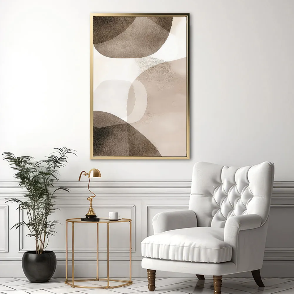 Canvas Wall Art Stretched Over Wooden Frame with Floating Frame and Brown Squares Abstract Painting CV4135