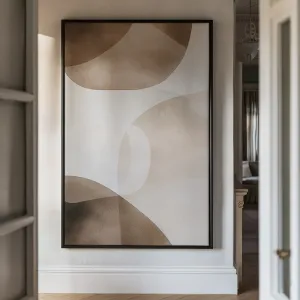 Canvas Wall Art Stretched Over Wooden Frame with Floating Frame and Brown Squares Abstract Painting CV4135