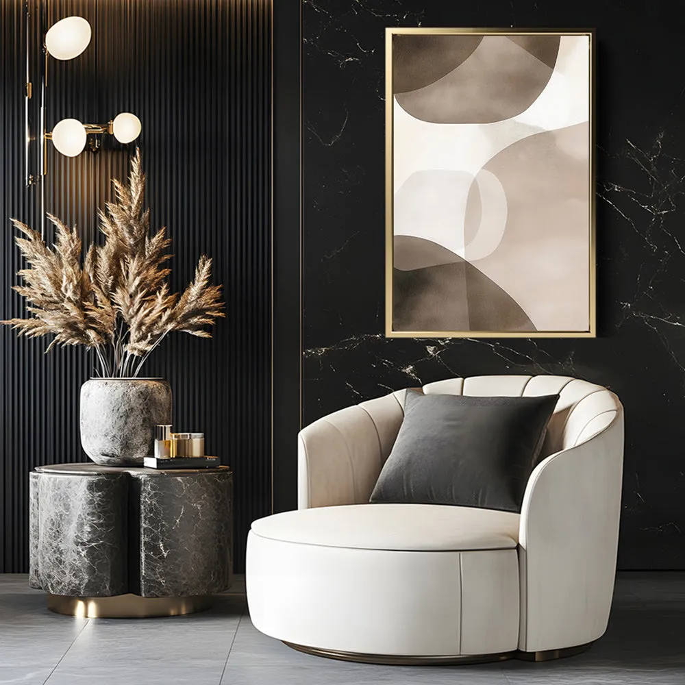 Canvas Wall Art Stretched Over Wooden Frame with Floating Frame and Brown Squares Abstract Painting CV4135
