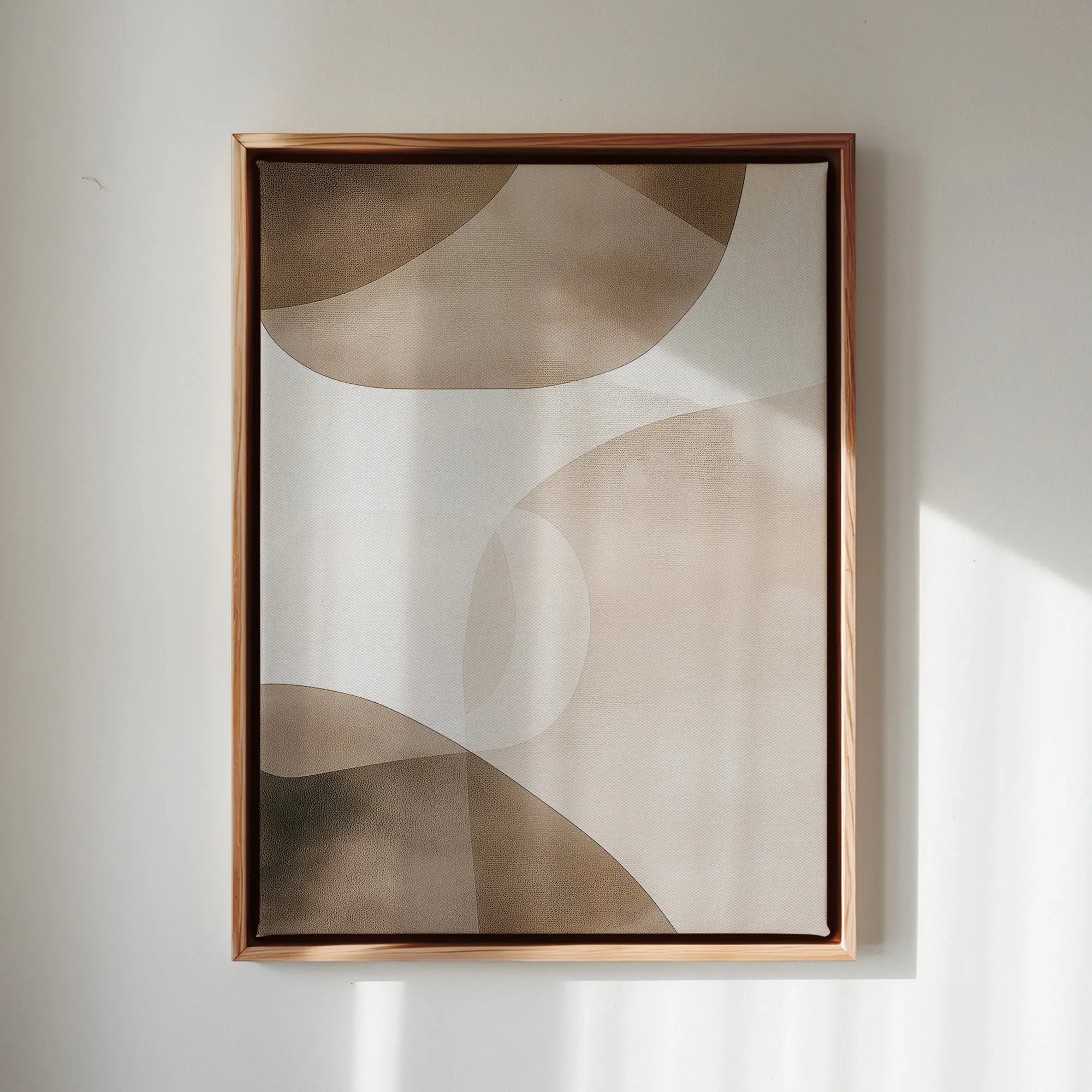 Canvas Wall Art Stretched Over Wooden Frame with Floating Frame and Brown Squares Abstract Painting CV4135