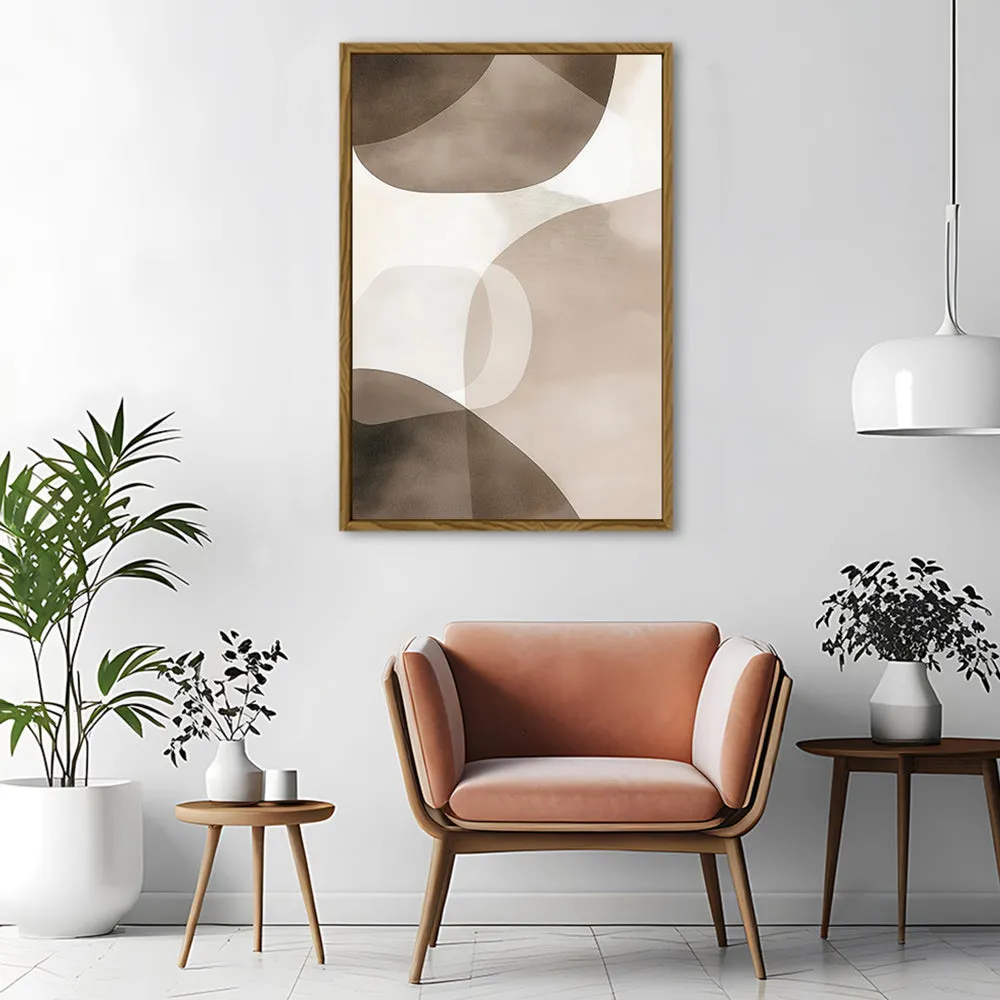 Canvas Wall Art Stretched Over Wooden Frame with Floating Frame and Brown Squares Abstract Painting CV4135