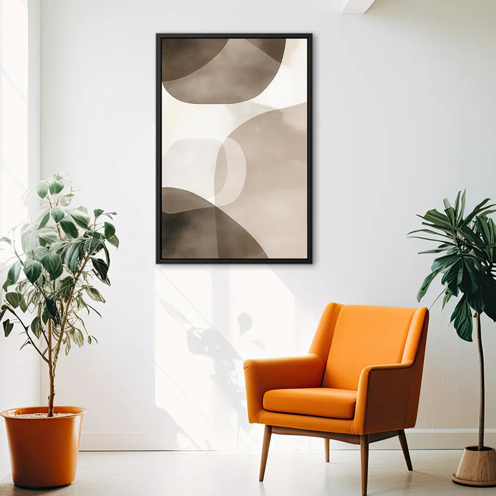 Canvas Wall Art Stretched Over Wooden Frame with Floating Frame and Brown Squares Abstract Painting CV4135