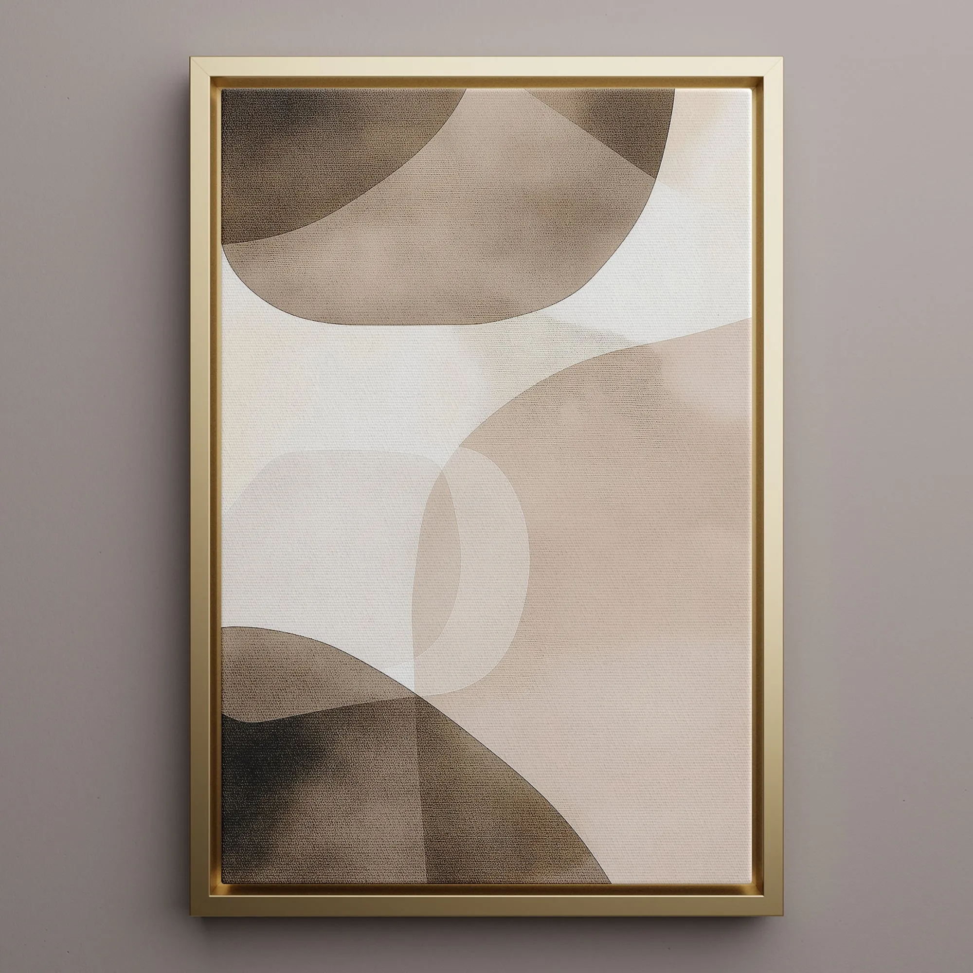 Canvas Wall Art Stretched Over Wooden Frame with Floating Frame and Brown Squares Abstract Painting CV4135