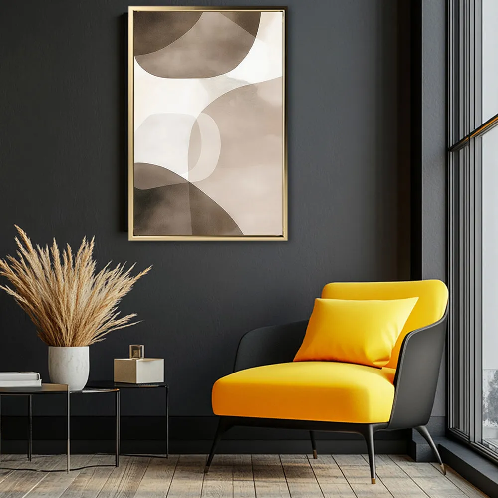 Canvas Wall Art Stretched Over Wooden Frame with Floating Frame and Brown Squares Abstract Painting CV4135