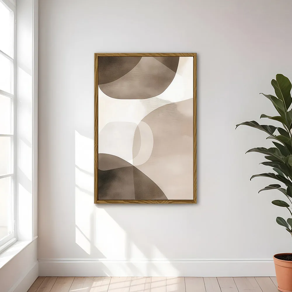Canvas Wall Art Stretched Over Wooden Frame with Floating Frame and Brown Squares Abstract Painting CV4135