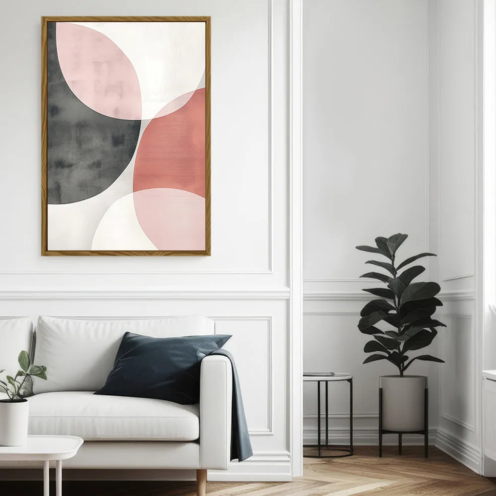 Canvas Wall Art Stretched Over Wooden Frame with Floating Frame and Circles Abstract Painting CV4139