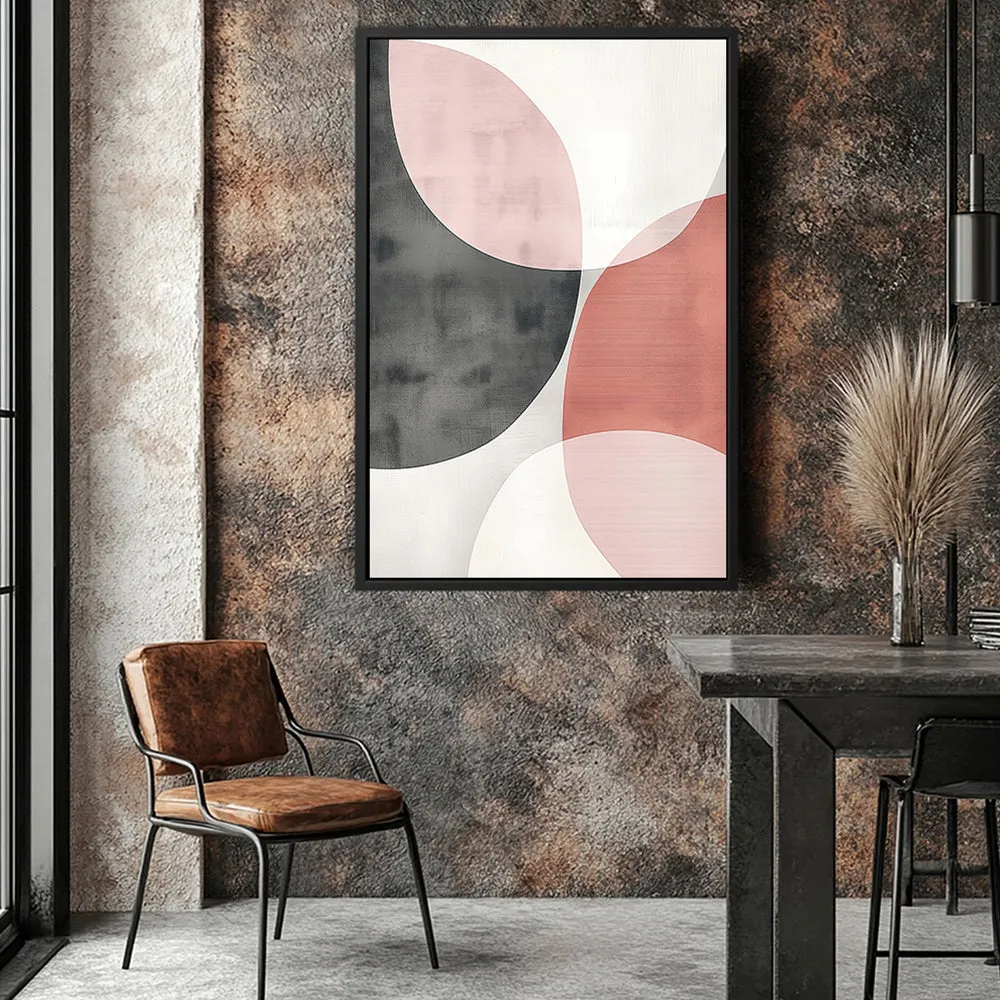 Canvas Wall Art Stretched Over Wooden Frame with Floating Frame and Circles Abstract Painting CV4139