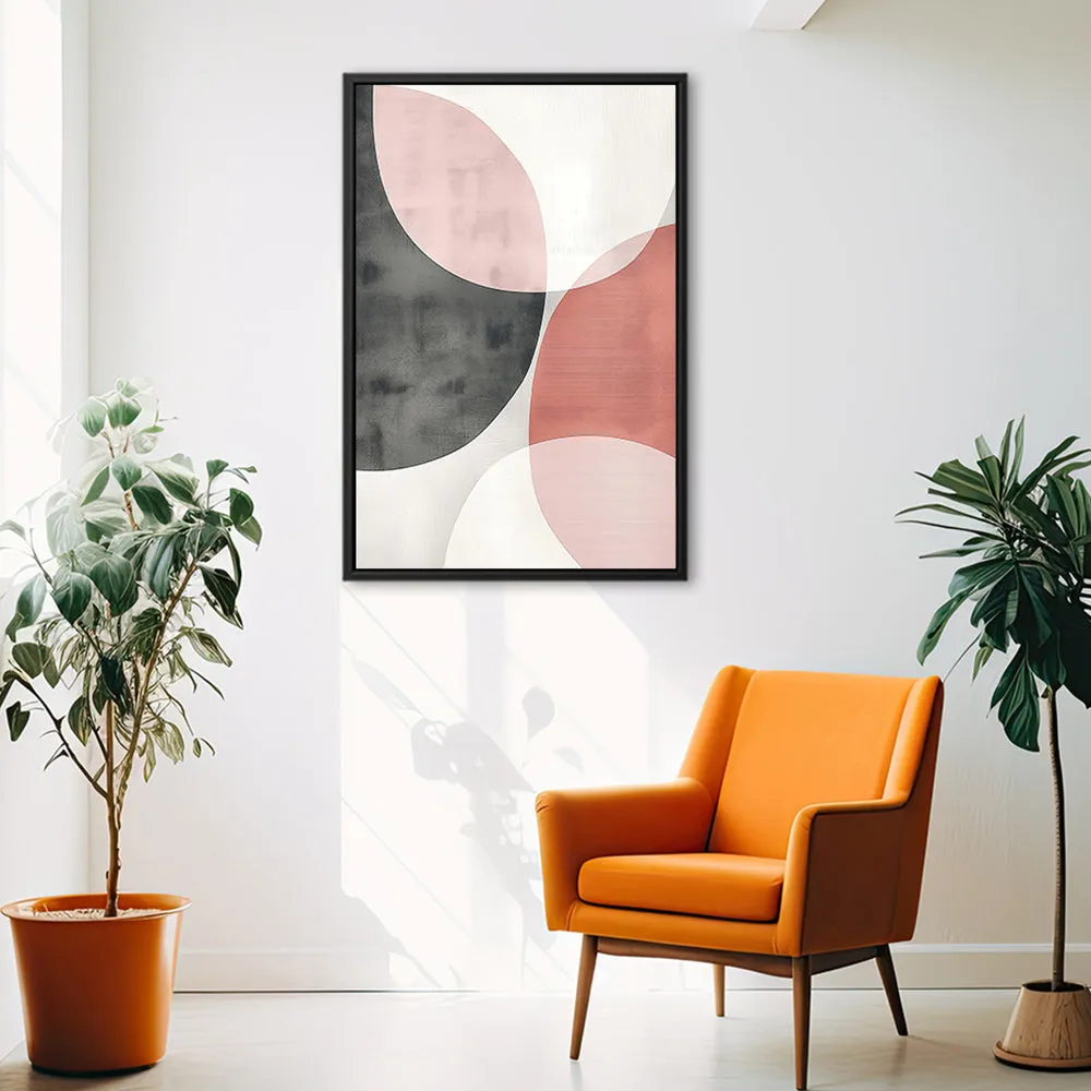 Canvas Wall Art Stretched Over Wooden Frame with Floating Frame and Circles Abstract Painting CV4139