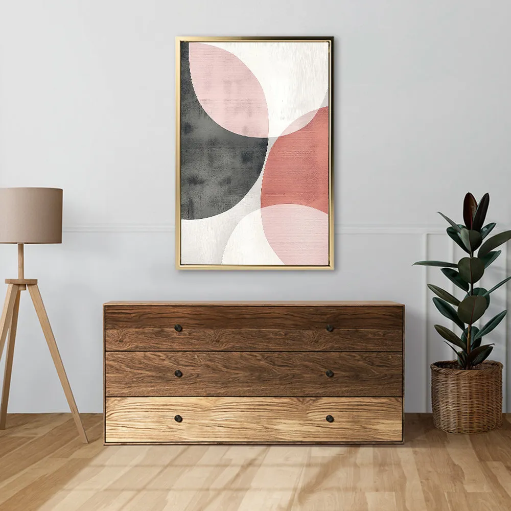Canvas Wall Art Stretched Over Wooden Frame with Floating Frame and Circles Abstract Painting CV4139