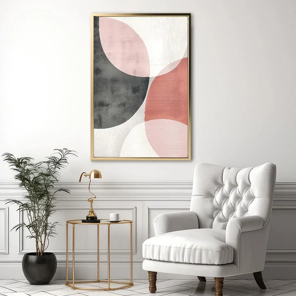 Canvas Wall Art Stretched Over Wooden Frame with Floating Frame and Circles Abstract Painting CV4139