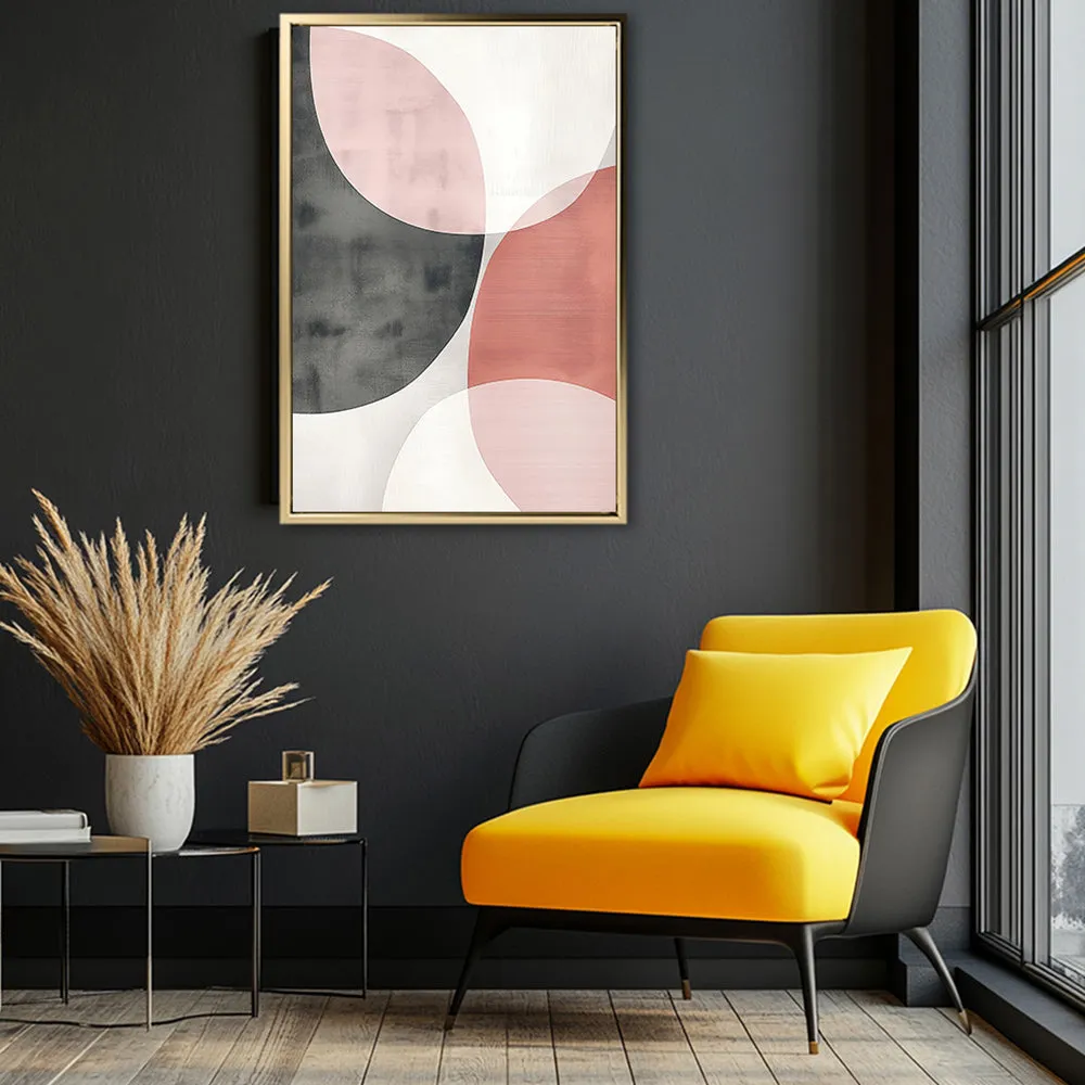 Canvas Wall Art Stretched Over Wooden Frame with Floating Frame and Circles Abstract Painting CV4139