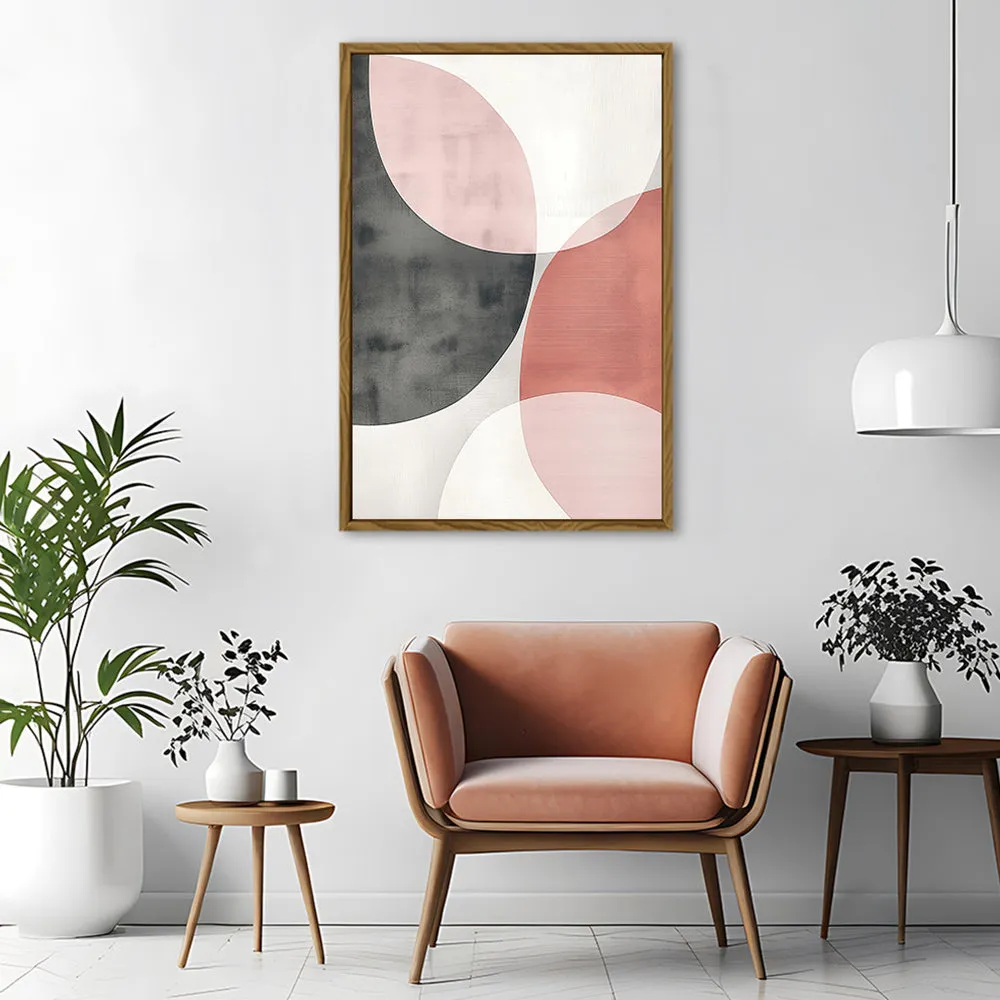 Canvas Wall Art Stretched Over Wooden Frame with Floating Frame and Circles Abstract Painting CV4139