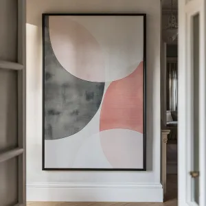 Canvas Wall Art Stretched Over Wooden Frame with Floating Frame and Circles Abstract Painting CV4139