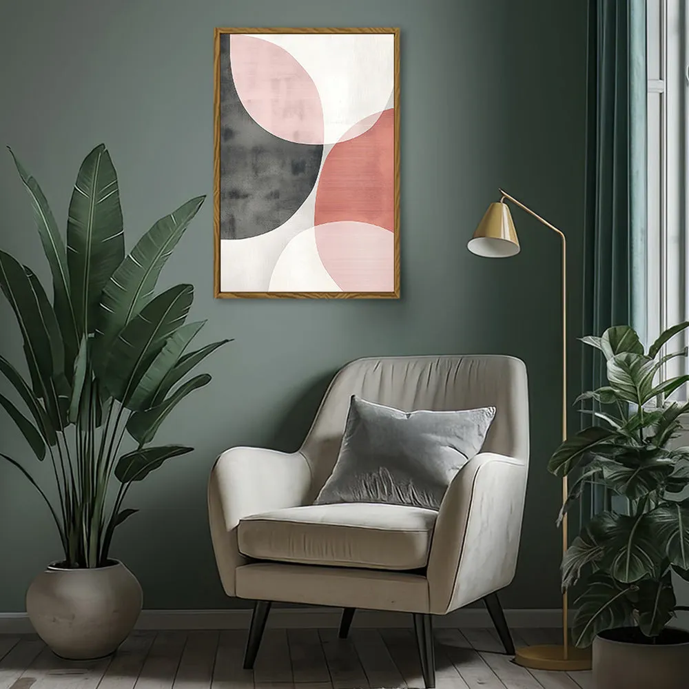 Canvas Wall Art Stretched Over Wooden Frame with Floating Frame and Circles Abstract Painting CV4139