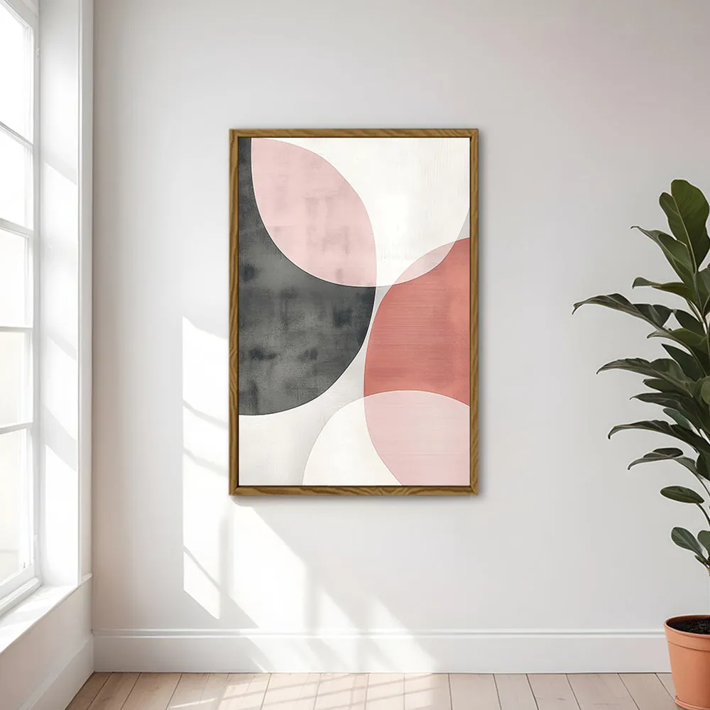 Canvas Wall Art Stretched Over Wooden Frame with Floating Frame and Circles Abstract Painting CV4139