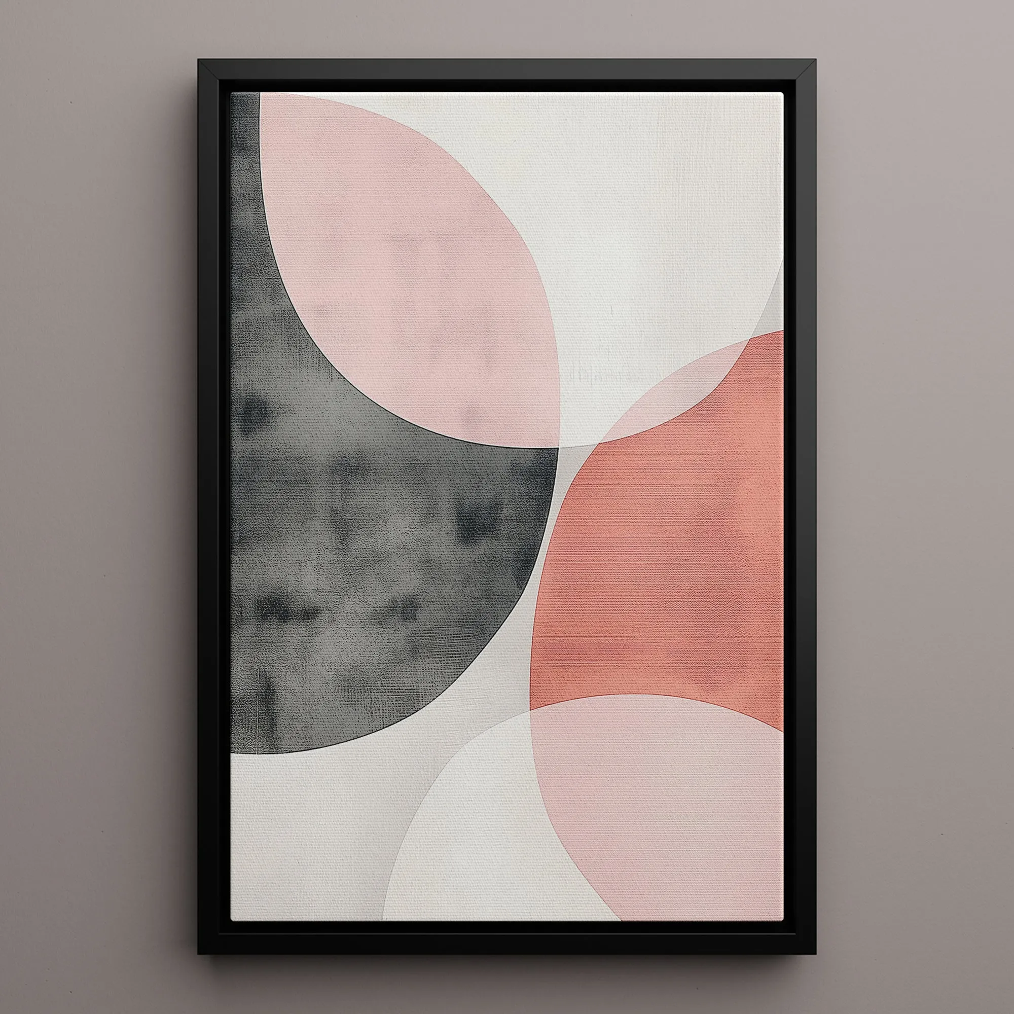 Canvas Wall Art Stretched Over Wooden Frame with Floating Frame and Circles Abstract Painting CV4139