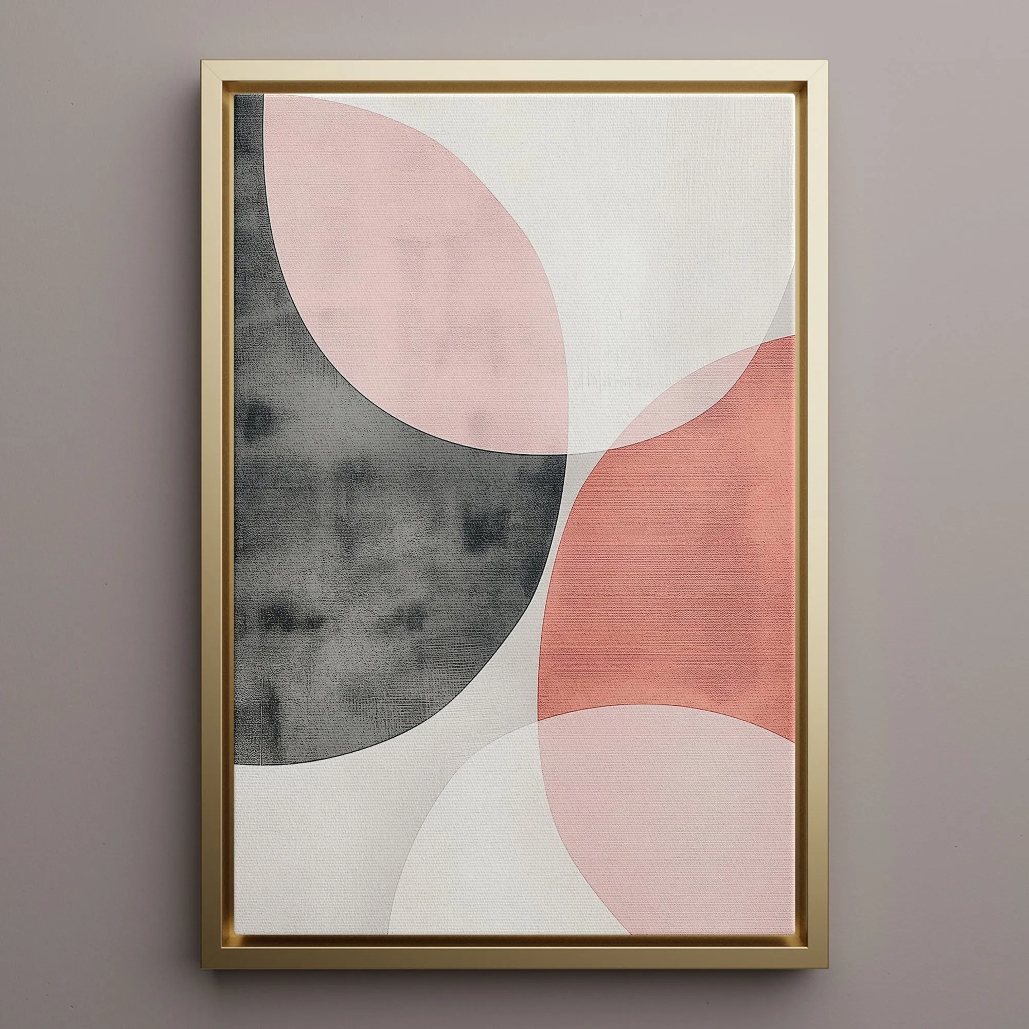 Canvas Wall Art Stretched Over Wooden Frame with Floating Frame and Circles Abstract Painting CV4139