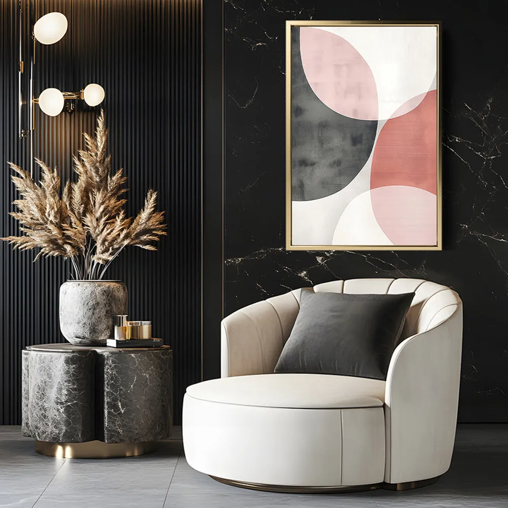 Canvas Wall Art Stretched Over Wooden Frame with Floating Frame and Circles Abstract Painting CV4139