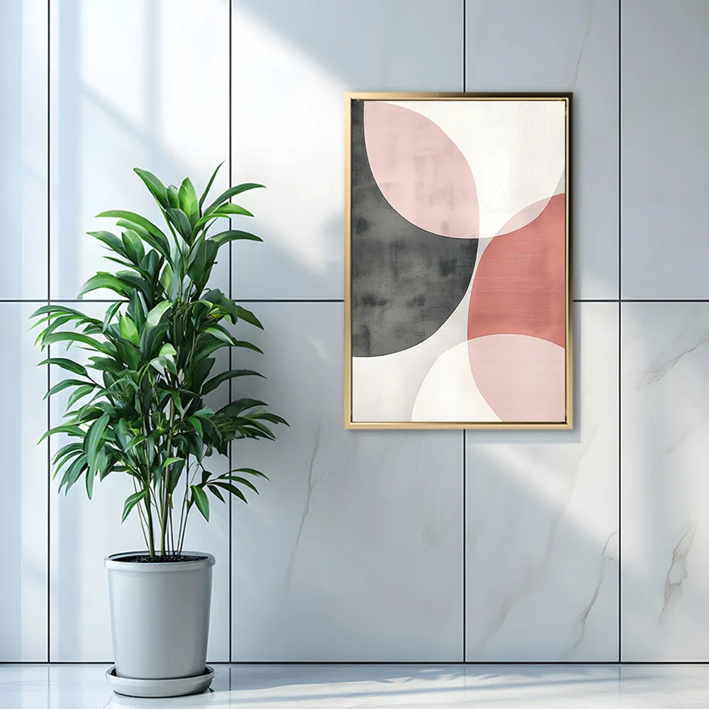 Canvas Wall Art Stretched Over Wooden Frame with Floating Frame and Circles Abstract Painting CV4139