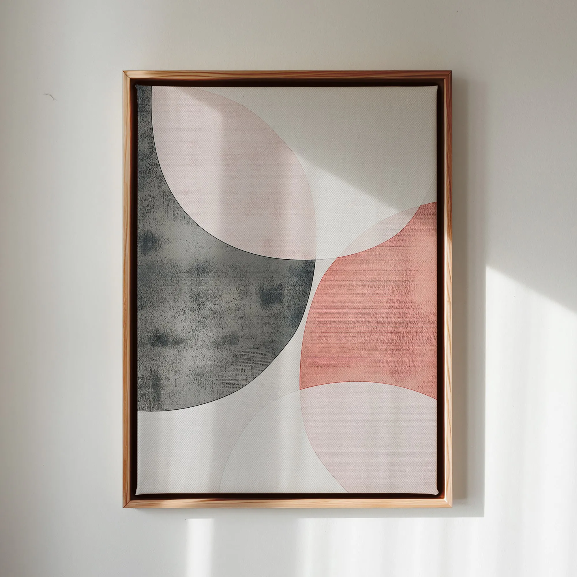 Canvas Wall Art Stretched Over Wooden Frame with Floating Frame and Circles Abstract Painting CV4139