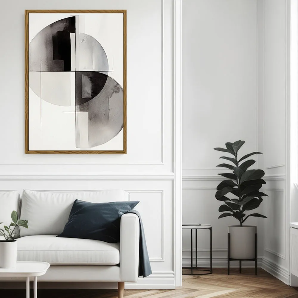 Canvas Wall Art Stretched Over Wooden Frame with Floating Frame and Circles Painting CV4138